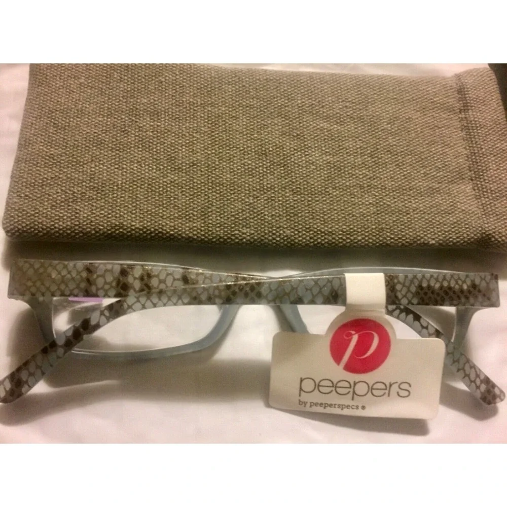 New Blue Gray Peepers Python +1.00 Readers with‎ case